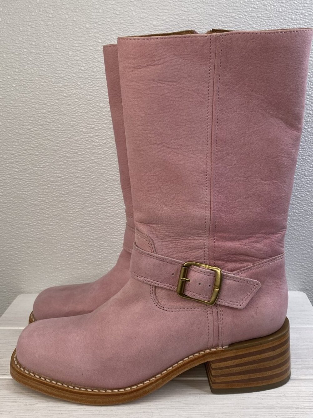 Frye Exclusive Campus Buckle Boots Women's Size 10B Pink Leather Riding Boot - Picture 4 of 12